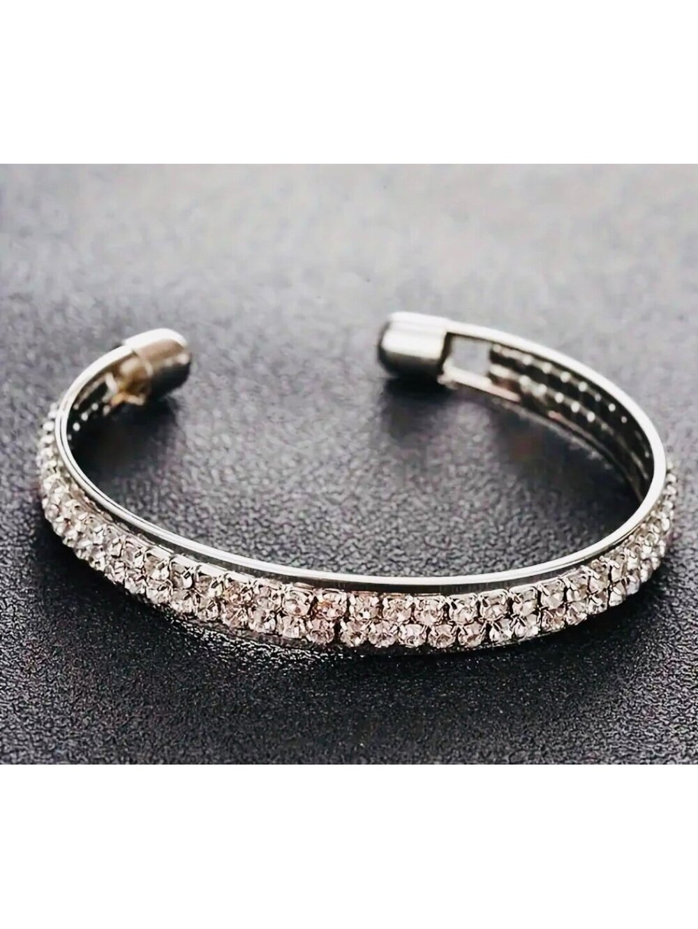 New - Elegant Open Cuff Bracelet with Sparkling Rhinestone Embellishments - Picture 3 of 5